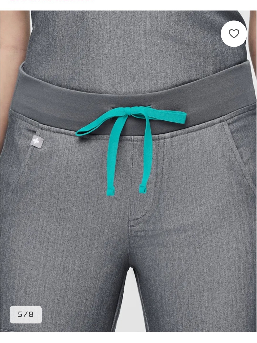 Figs Gray Jogger Scrub Set Pants with Teal Drawstring Small - Picture 8 of 15